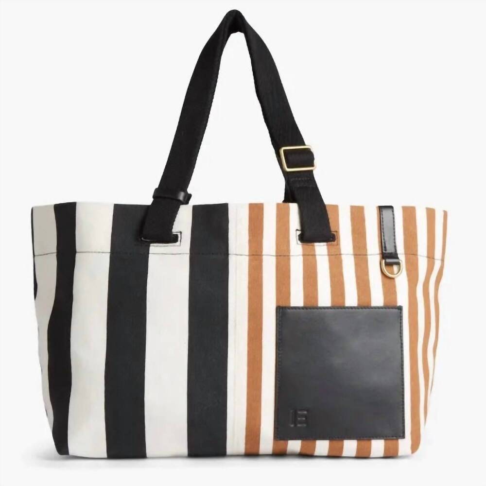 NEW INOUI EDITIONS women's sac street tricolor stripe tote bag in black
